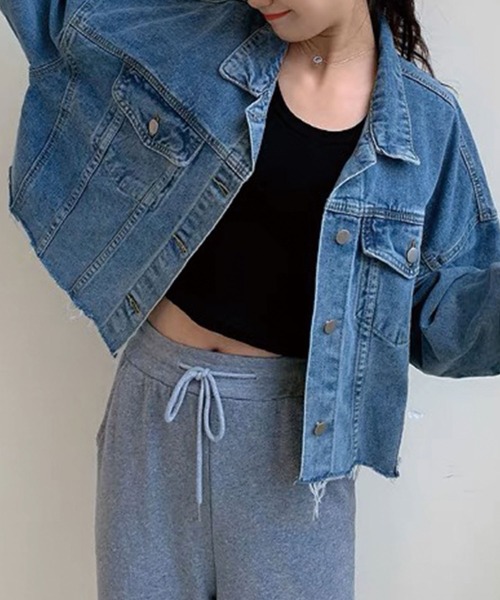 SPIGA（スピーガ）の「裾ｶｯﾄﾃﾞﾆﾑｼﾞｬｹｯﾄ（デニムジャケット・レディース・ブルー・FREE）」の5枚目の写真