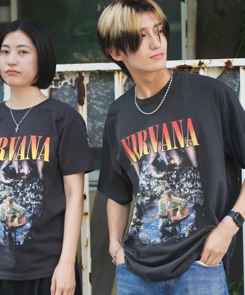 THRIFTY LOOK　リメイクTシャツ　レッチリ　ニルバーナ　黒 THRIFTY LOOK / NIRVANA HEART OF FLOWERS S/S TEE