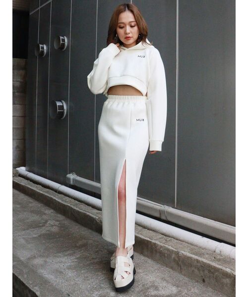 MURUA(ムルーア)の「ロゴスリットスカート(スカート・レディース・アイボリー/ブラック・FREE)」の9枚目の写真