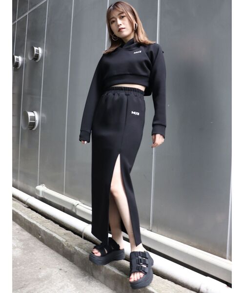 MURUA(ムルーア)の「ロゴスリットスカート(スカート・レディース・アイボリー/ブラック・FREE)」の4枚目の写真