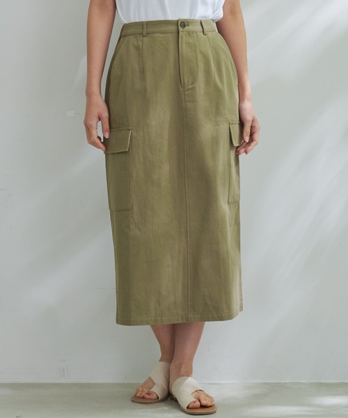 Arnold Palmer(アーノルドパーマー)の「コットン チノ カーゴ スカート(スカート・レディース・カーキ/ベージュ・S/M/L)」の1枚目の写真