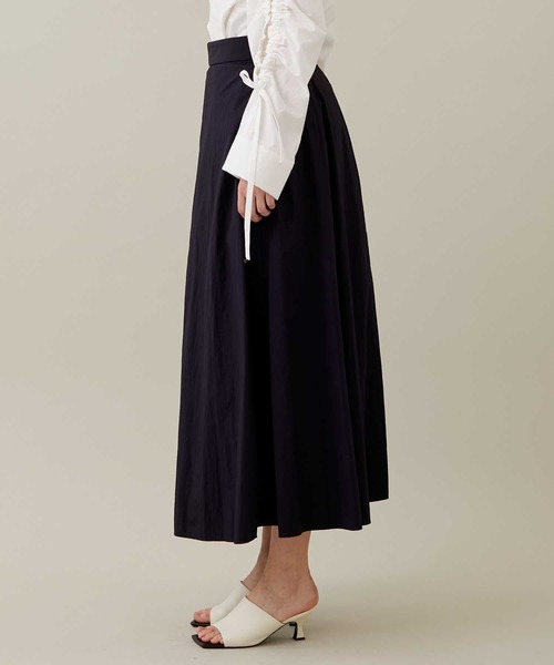 【値引き】ATON エイトン 巻きスカート 2 フレアスカート ネイビー ATON（エイトン）の「【ATON/エイトン】HAND DYE NYLON WRAP SKIRT