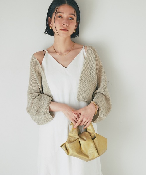 RIVE DROITE(リヴドロワ)の「イージーケア/ペーパーヤーントッパーカーディガン(カーディガン/ボレロ・レディース・ベージュ/サックスブルー/アイボリー・FREE)」の1枚目の写真