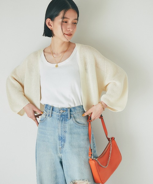 RIVE DROITE(リヴドロワ)の「イージーケア/ペーパーヤーントッパーカーディガン(カーディガン/ボレロ・レディース・ベージュ/サックスブルー/アイボリー・FREE)」の4枚目の写真