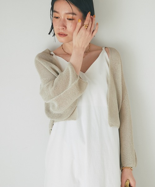 RIVE DROITE(リヴドロワ)の「イージーケア/ペーパーヤーントッパーカーディガン(カーディガン/ボレロ・レディース・ベージュ/サックスブルー/アイボリー・FREE)」の13枚目の写真