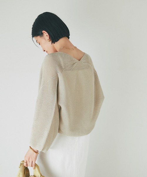 RIVE DROITE(リヴドロワ)の「イージーケア/ペーパーヤーントッパーカーディガン(カーディガン/ボレロ・レディース・ベージュ/サックスブルー/アイボリー・FREE)」の9枚目の写真