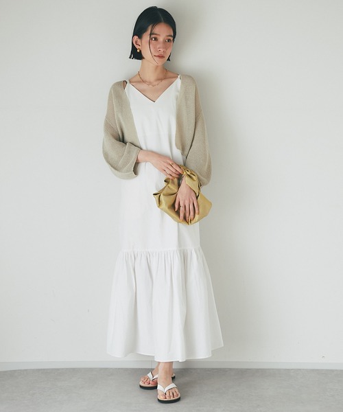 RIVE DROITE(リヴドロワ)の「イージーケア/ペーパーヤーントッパーカーディガン(カーディガン/ボレロ・レディース・ベージュ/サックスブルー/アイボリー・FREE)」の14枚目の写真