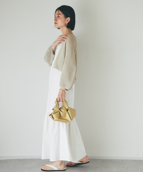 RIVE DROITE(リヴドロワ)の「イージーケア/ペーパーヤーントッパーカーディガン(カーディガン/ボレロ・レディース・ベージュ/サックスブルー/アイボリー・FREE)」の10枚目の写真