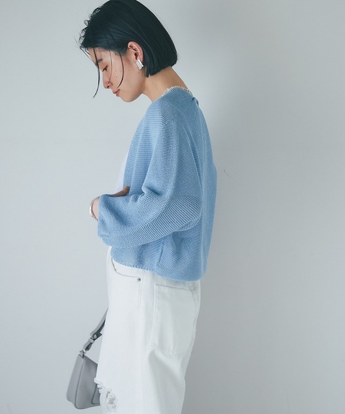 RIVE DROITE(リヴドロワ)の「イージーケア/ペーパーヤーントッパーカーディガン(カーディガン/ボレロ・レディース・ベージュ/サックスブルー/アイボリー・FREE)」の17枚目の写真