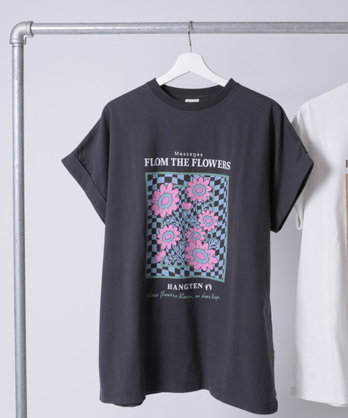 HANGTEN（ハンテン）の「【HANG TEN/ハンテン】FLOWER PT TEE（Tシャツ/カットソー・レディース・ホワイト/チャコールグレー・L/M）」の4枚目の写真