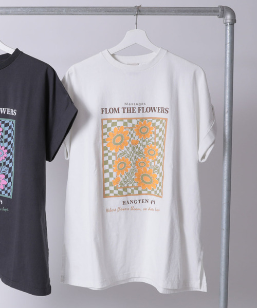 HANGTEN（ハンテン）の「【HANG TEN/ハンテン】FLOWER PT TEE（Tシャツ/カットソー・レディース・ホワイト/チャコールグレー・L/M）」の3枚目の写真