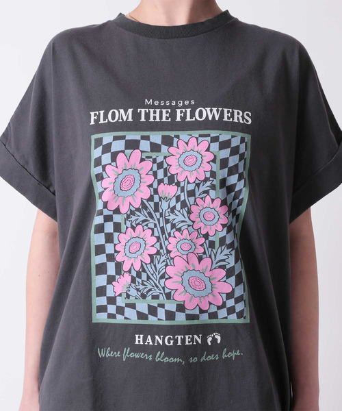 HANGTEN（ハンテン）の「【HANG TEN/ハンテン】FLOWER PT TEE（Tシャツ/カットソー・レディース・ホワイト/チャコールグレー・L/M）」の6枚目の写真