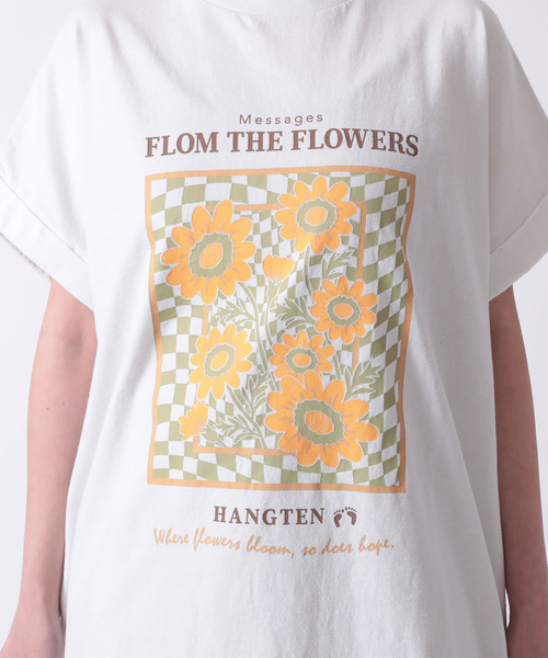 HANGTEN（ハンテン）の「【HANG TEN/ハンテン】FLOWER PT TEE（Tシャツ/カットソー・レディース・ホワイト/チャコールグレー・L/M）」の5枚目の写真