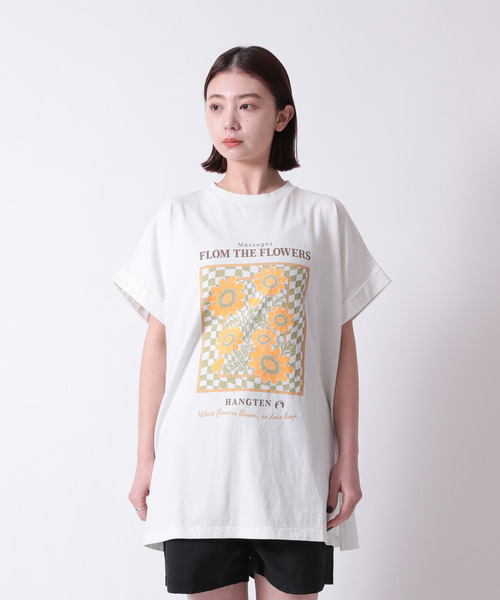 HANGTEN（ハンテン）の「【HANG TEN/ハンテン】FLOWER PT TEE（Tシャツ/カットソー・レディース・ホワイト/チャコールグレー・L/M）」の9枚目の写真