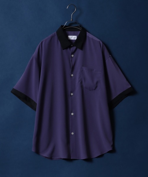 ANPAS（アンパス）の「Amunzen  Oversized Color Switching Design Shirt/梨地 オーバーサイズ バイカラー ストライプ クレリック シャツ（シャツ/ブラウス・メンズ・グレー系その他/パープル/ブラック系その他/ブラック系その他2/グリーン系その他/ライトグレー・LL/M/L）」の6枚目の写真