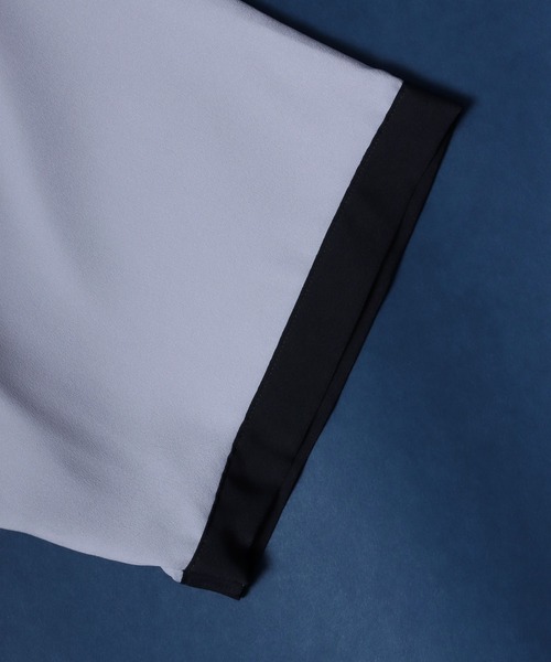 ANPAS（アンパス）の「Amunzen  Oversized Color Switching Design Shirt/梨地 オーバーサイズ バイカラー ストライプ クレリック シャツ（シャツ/ブラウス・メンズ・グレー系その他/パープル/ブラック系その他/ブラック系その他2/グリーン系その他/ライトグレー・LL/M/L）」の14枚目の写真
