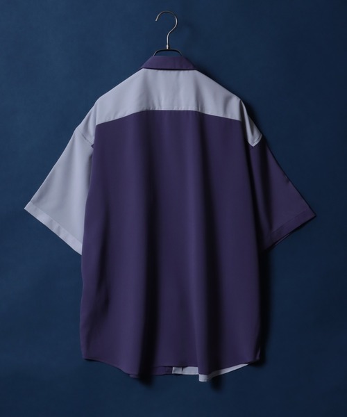 ANPAS（アンパス）の「Amunzen  Oversized Color Switching Design Shirt/梨地 オーバーサイズ バイカラー ストライプ クレリック シャツ（シャツ/ブラウス・メンズ・グレー系その他/パープル/ブラック系その他/ブラック系その他2/グリーン系その他/ライトグレー・LL/M/L）」の19枚目の写真