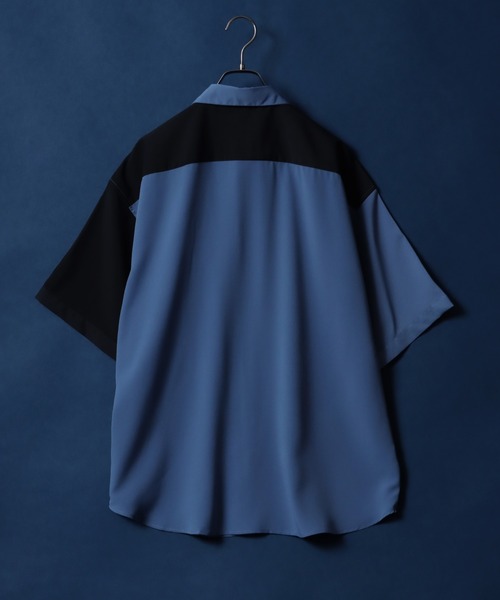 ANPAS（アンパス）の「Amunzen  Oversized Color Switching Design Shirt/梨地 オーバーサイズ バイカラー ストライプ クレリック シャツ（シャツ/ブラウス・メンズ・グレー系その他/パープル/ブラック系その他/ブラック系その他2/グリーン系その他/ライトグレー・LL/M/L）」の22枚目の写真