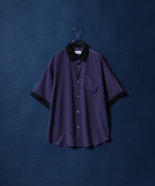 ANPAS（アンパス）の「Amunzen  Oversized Color Switching Design Shirt/梨地 オーバーサイズ バイカラー ストライプ クレリック シャツ（シャツ/ブラウス・メンズ・グレー系その他/パープル/ブラック系その他/ブラック系その他2/グリーン系その他/ライトグレー・LL/M/L）」の7枚目の写真