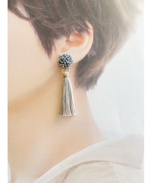 Hi-na】つぶビーズ×タッセル(MA)（ピアス（両耳用））｜tone