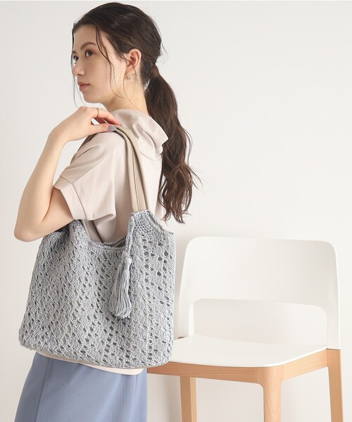 SHOO・LA・RUE（シューラルー）の「◆柄編みニットトート（トートバッグ・レディース・ブラック/グレー/サンドベージュ・00）」の12枚目の写真