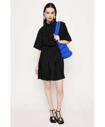 SLY | LAYERED PLEATS S/OP レイヤード プリーツ ショートワンピース ミニワンピース シャツワンピ アシンメトリー 2WAY 着回し ドロスト(シャツワンピース)