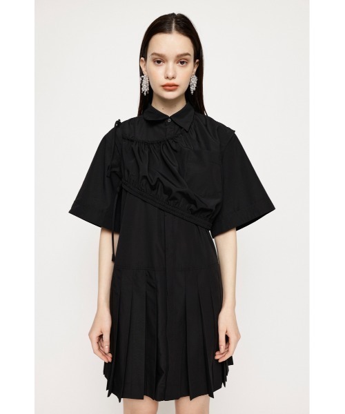 Cider◆襟◆ストライプ◆プリーツシャツ◆ミニワンピ[送料込] SLY（スライ）の「LAYERED PLEATS S/OP レイヤード プリーツ