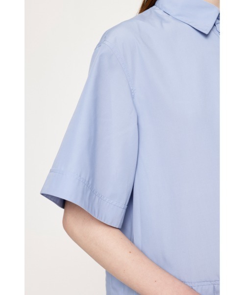SLY(スライ)の「LAYERED PLEATS S/OP レイヤード プリーツ ショートワンピース ミニワンピース シャツワンピ アシンメトリー 2WAY 着回し ドロスト(シャツワンピース・レディース・ライトブルー/ブラック・FREE)」の14枚目の写真