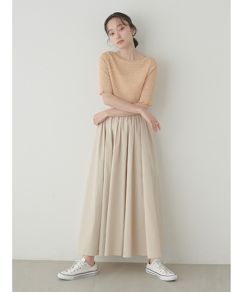 Stylevoice for xxx（スタイルヴォイスフォー）の「バックリボンハーフスリーブシュリンクカットソー（Tシャツ/カットソー・レディース・オレンジ/オフホワイト/ブラック・FREE）」の6枚目の写真