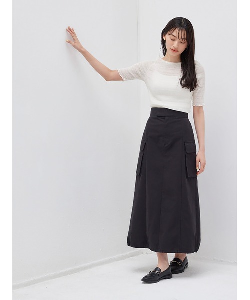 Stylevoice for xxx（スタイルヴォイスフォー）の「バックリボンハーフスリーブシュリンクカットソー（Tシャツ/カットソー・レディース・オレンジ/オフホワイト/ブラック・FREE）」の14枚目の写真