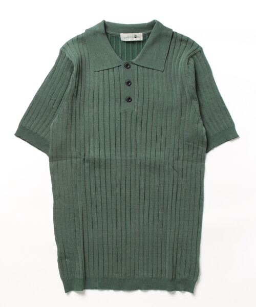 aimoha（アイモハ）の「aimoha　mensストライプシルエット　冷感半袖ニットポロシャツ (SS)（ポロシャツ・メンズ・ブラック/ブラウン/グリーン・LARGE/X-LARGE/MEDIUM）」の7枚目の写真
