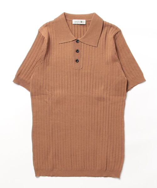 aimoha（アイモハ）の「aimoha　mensストライプシルエット　冷感半袖ニットポロシャツ (SS)（ポロシャツ・メンズ・ブラック/ブラウン/グリーン・LARGE/X-LARGE/MEDIUM）」の6枚目の写真