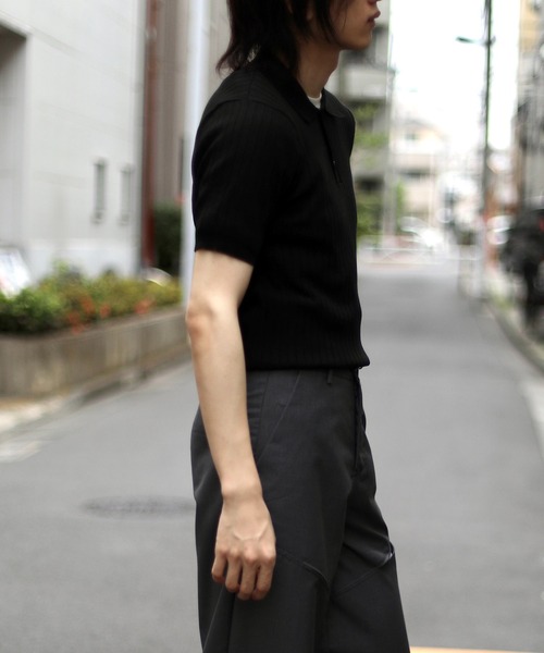 aimoha（アイモハ）の「aimoha　mensストライプシルエット　冷感半袖ニットポロシャツ (SS)（ポロシャツ・メンズ・ブラック/ブラウン/グリーン・LARGE/X-LARGE/MEDIUM）」の13枚目の写真