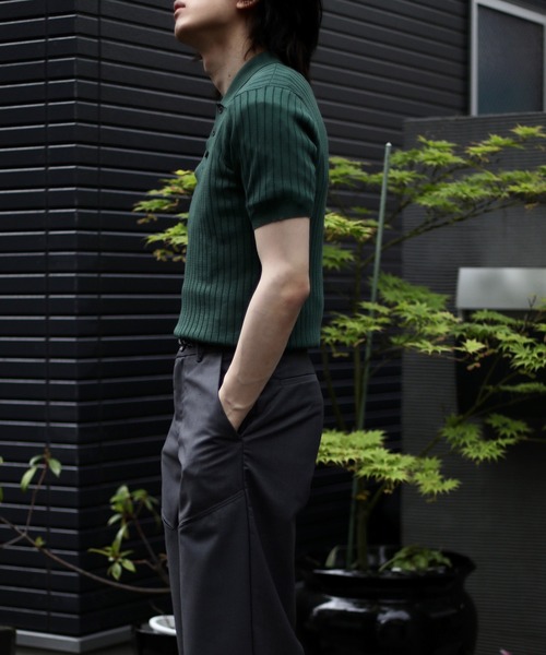 aimoha（アイモハ）の「aimoha　mensストライプシルエット　冷感半袖ニットポロシャツ (SS)（ポロシャツ・メンズ・ブラック/ブラウン/グリーン・LARGE/X-LARGE/MEDIUM）」の18枚目の写真