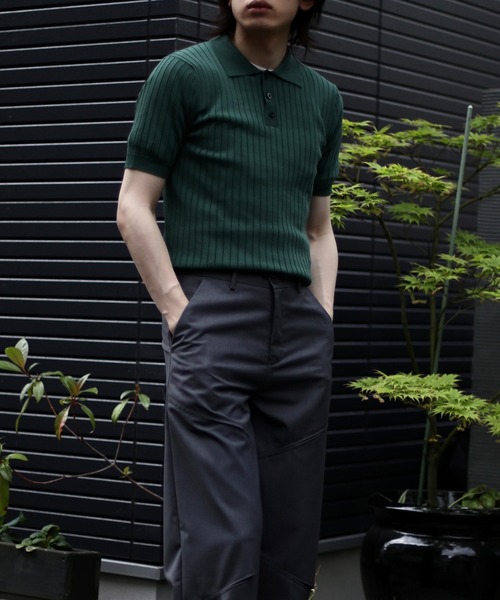 aimoha（アイモハ）の「aimoha　mensストライプシルエット　冷感半袖ニットポロシャツ (SS)（ポロシャツ・メンズ・ブラック/ブラウン/グリーン・LARGE/X-LARGE/MEDIUM）」の19枚目の写真