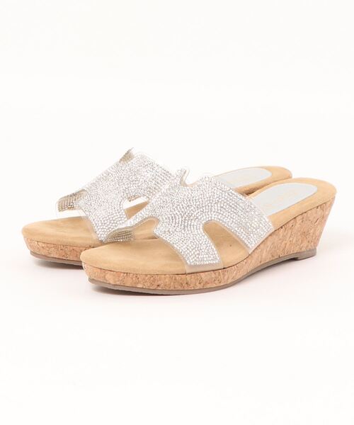Realta（レアルタ）の「Realta(レアルタ)らくふわやわらかソールビジューウェッジサンダル（サンダル・レディース・シルバー/ブラック/ピンク・LL/M/S/L）」の3枚目の写真