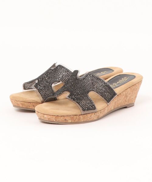 Realta（レアルタ）の「Realta(レアルタ)らくふわやわらかソールビジューウェッジサンダル（サンダル・レディース・シルバー/ブラック/ピンク・LL/M/S/L）」の2枚目の写真