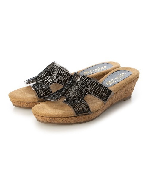 Realta（レアルタ）の「Realta(レアルタ)らくふわやわらかソールビジューウェッジサンダル（サンダル・レディース・シルバー/ブラック/ピンク・LL/M/S/L）」の6枚目の写真