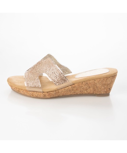 Realta（レアルタ）の「Realta(レアルタ)らくふわやわらかソールビジューウェッジサンダル（サンダル・レディース・シルバー/ブラック/ピンク・LL/M/S/L）」の10枚目の写真