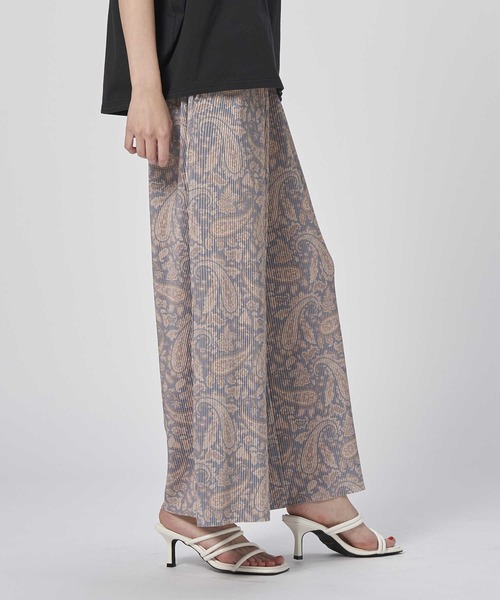 HONEYSUCKLE ROSE（ハニーサックルローズ）の「【接触冷感】【HONEYSUCKLE ROSE】サラサラ柄プリーツパンツ（その他パンツ・レディース・ブラック×ホワイト/ホワイト×カーキブラウン/チャコールグレー×ブラック/ベージュ・M-L）」の11枚目の写真