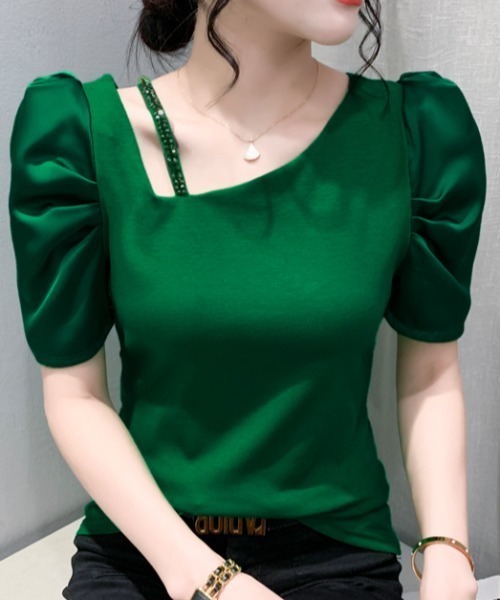 deux amour(ドゥーザムール)の「ワンショルダーデザインパワショルトップス(その他トップス・レディース・グリーン/ホワイト/ブラック・FREE)」の5枚目の写真
