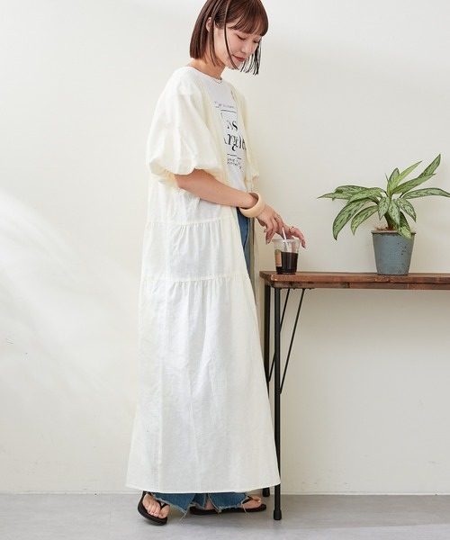 CIAOPANIC TYPY(チャオパニックティピー)の「麻混3WAYティアードワンピース(ワンピース・レディース・ホワイト/ブラック/ブルー・ONE SIZE)」の6枚目の写真