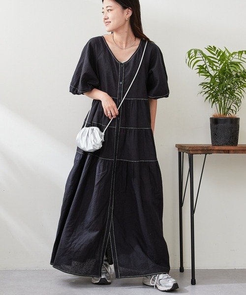 CIAOPANIC TYPY(チャオパニックティピー)の「麻混3WAYティアードワンピース(ワンピース・レディース・ホワイト/ブラック/ブルー・ONE SIZE)」の15枚目の写真