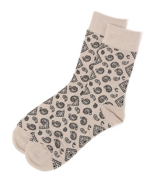 LAKOLE(ラコレ)の「TCペイズリーソックス / 266934(ソックス/靴下・メンズ・ホワイト/ベージュ/ネイビー/ブラック/ダークオリーブ・FREE)」の3枚目の写真