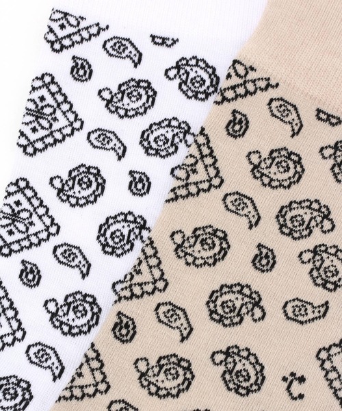 LAKOLE(ラコレ)の「TCペイズリーソックス / 266934(ソックス/靴下・メンズ・ホワイト/ベージュ/ネイビー/ブラック/ダークオリーブ・FREE)」の9枚目の写真