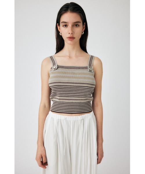 MOUSSY（マウジー）の「STRAP BUTTON BORDER タンクトップ（タンクトップ・レディース・オレンジ/アイボリー/グレー・FREE）」の4枚目の写真