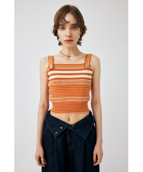 MOUSSY（マウジー）の「STRAP BUTTON BORDER タンクトップ（タンクトップ・レディース・オレンジ/アイボリー/グレー・FREE）」の18枚目の写真