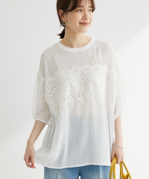 ELENCARE DUE（エレンカーレデュエ）の「・ELENCARE　DUE　ケミカルレースブラウス（シャツ/ブラウス・レディース・オフホワイト/ブルー/ブラック・FREE）」の2枚目の写真