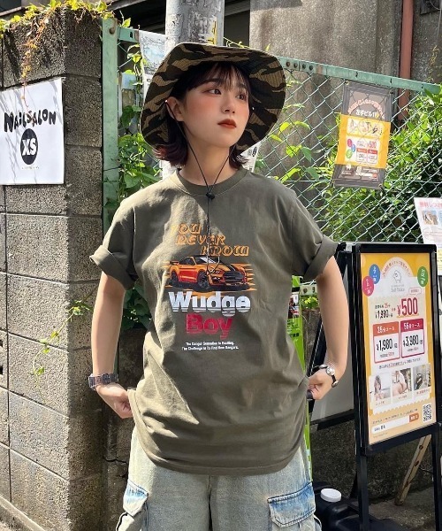 WudgeBoy（ワッジボーイ）の「WudgeBoy car pigment Tee（Tシャツ/カットソー・レディース・ブラック/カーキ・MEDIUM/LARGE）」の9枚目の写真