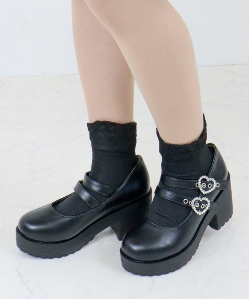LOVEHUNTER(ラブハンター)の「LOVEHUNTER / 厚底ボリューミー ラク盛りパンプス スリッポン|約8cm厚底 美脚・脚長・軽量・韓国・地雷系・ゴスロリ対応 (1606)(1607)(1609)(1610)(スリッポン・レディース・ブラック系2/ブラック系3/ブラック系その他4/ブラック系その他2/ブラック系その他3/ブラック系その他/ブラック/ブラック系4・SS/S/M/L/LL)」の6枚目の写真
